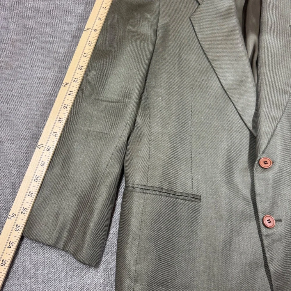 Giorgio Armani Vintage Le Collezioni Men 38R Pure Linen Olive Green Blazer Italy